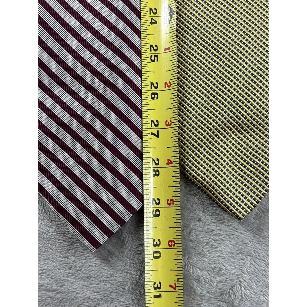 2 Brooks Brother Makers Men’s Silk Ties Yellow Navy & Red Stripe USA Made